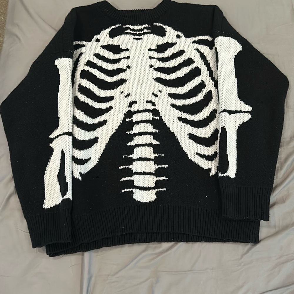 Black and white skeleton sweater